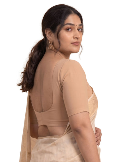 Pack of 1 Front Open Padded Full Sleeve Wire-Free Viscose Spandex Skin  Women Saree Blouse