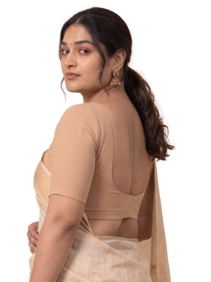 Pack of 1 Front Open Padded Full Sleeve Wire-Free Viscose Spandex Skin  Women Saree Blouse