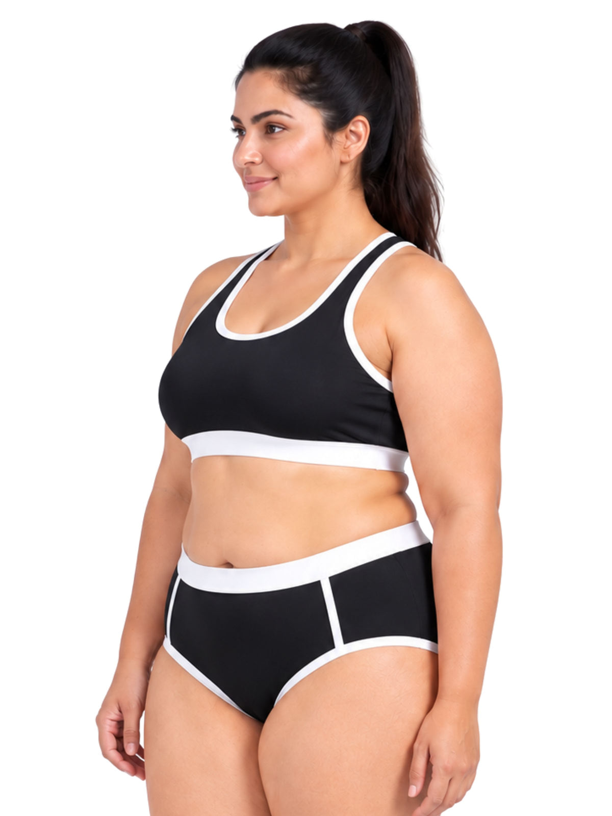 Pack of 2 | Breathable Black Colour Quick Dry Mesh Foam Padded Sports Bra & Panty Set – (1 Bras + 1 Panties)