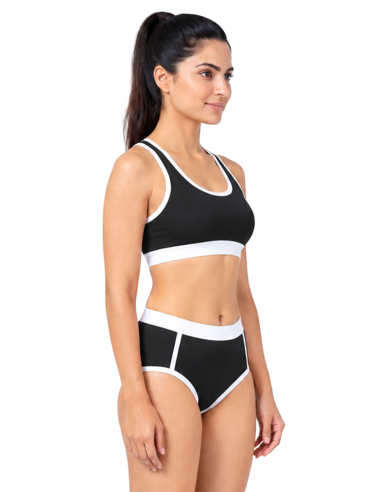 Pack of 2 | Breathable Black Colour Quick Dry Mesh Foam Padded Sports Bra & Panty Set – (1 Bras + 1 Panties)