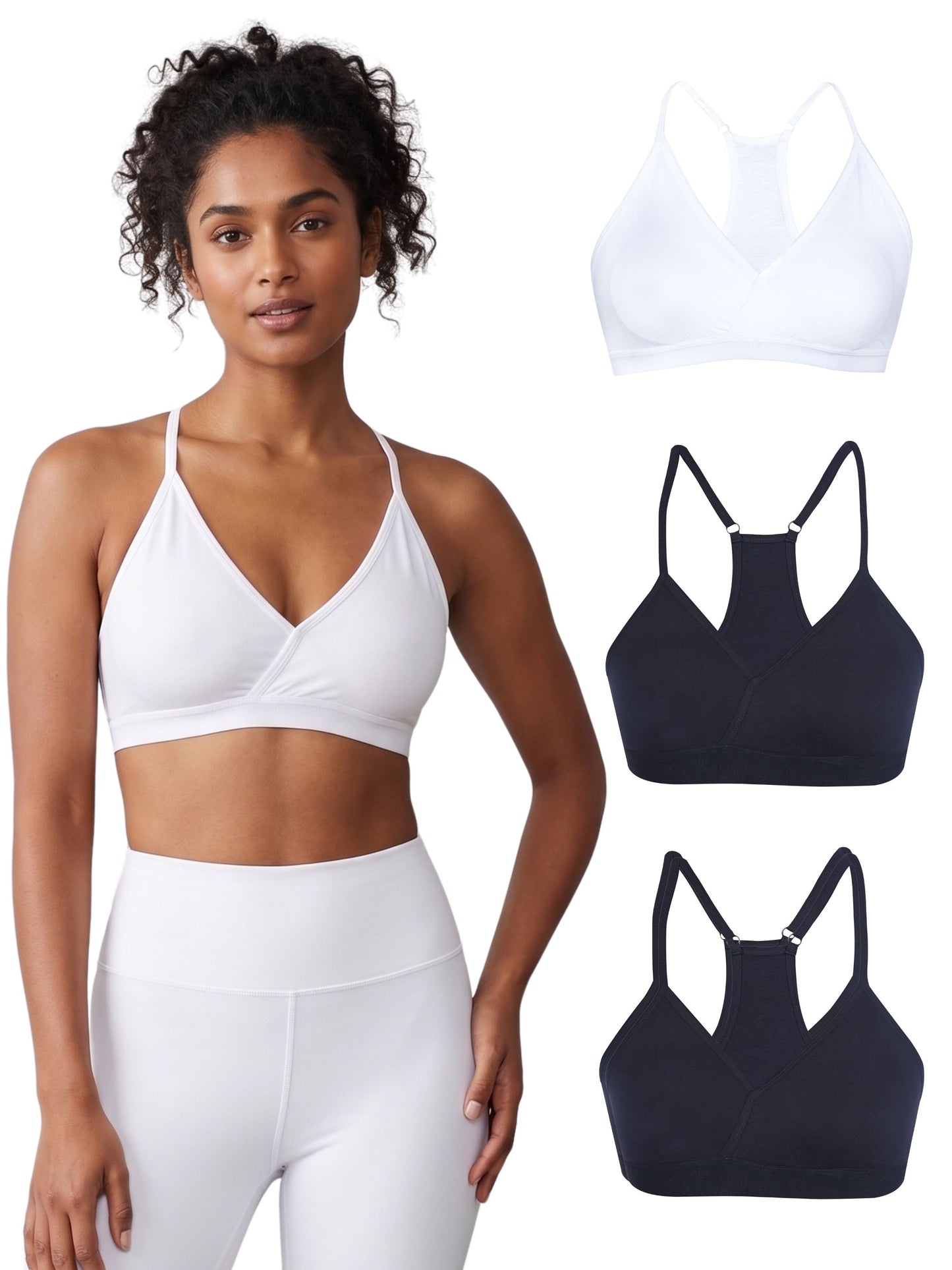 Pack of 4 | Super Saver Everyday V-Neck Bra  with Removable Padding & Adjustable Straps | Dchica Essentials