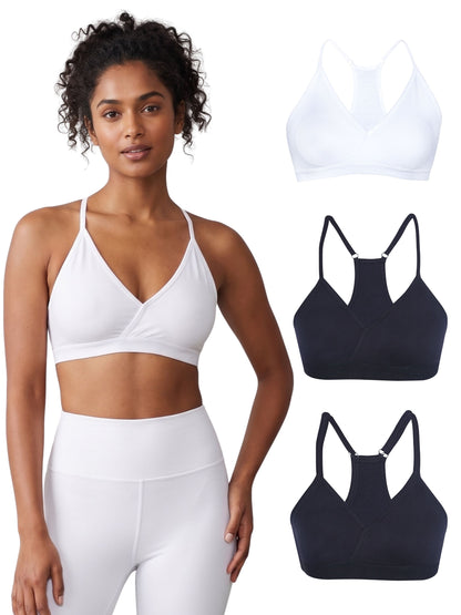 Pack of 4 | Super Saver Everyday V-Neck Bra  with Removable Padding & Adjustable Straps | Dchica Essentials