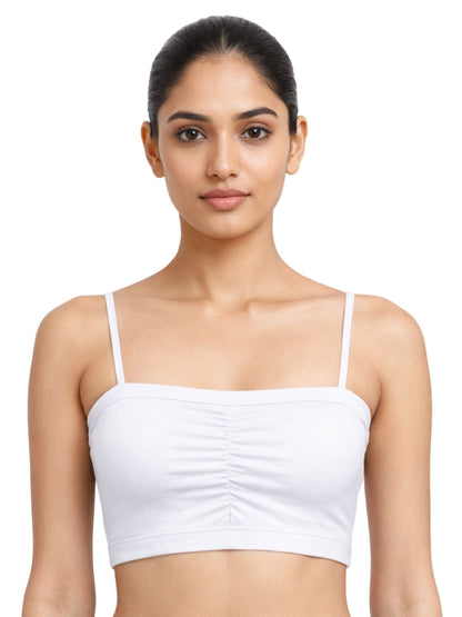 Dchica Essentials Pack of 4  Thin Strap Cotton Padded Sports Bra  for Womens  | Removable Pads | Elasticated Underbrand | Good Support | Full Coverage