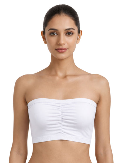 Dchica Essentials Pack of 8 Cotton Strapless Tube Bra For Womens| Bandeau Bra With Removable Pads |Tube Top With Straps