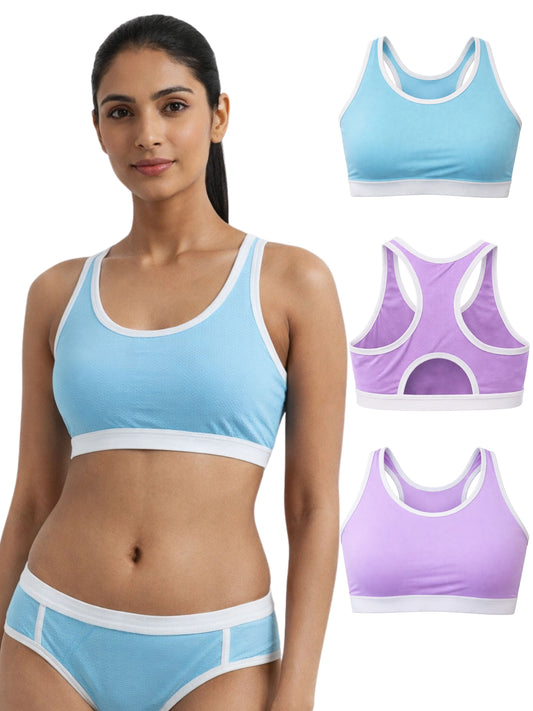 Dchica Essentials Pack of 4 Quick-Dry Mesh Sports Bra