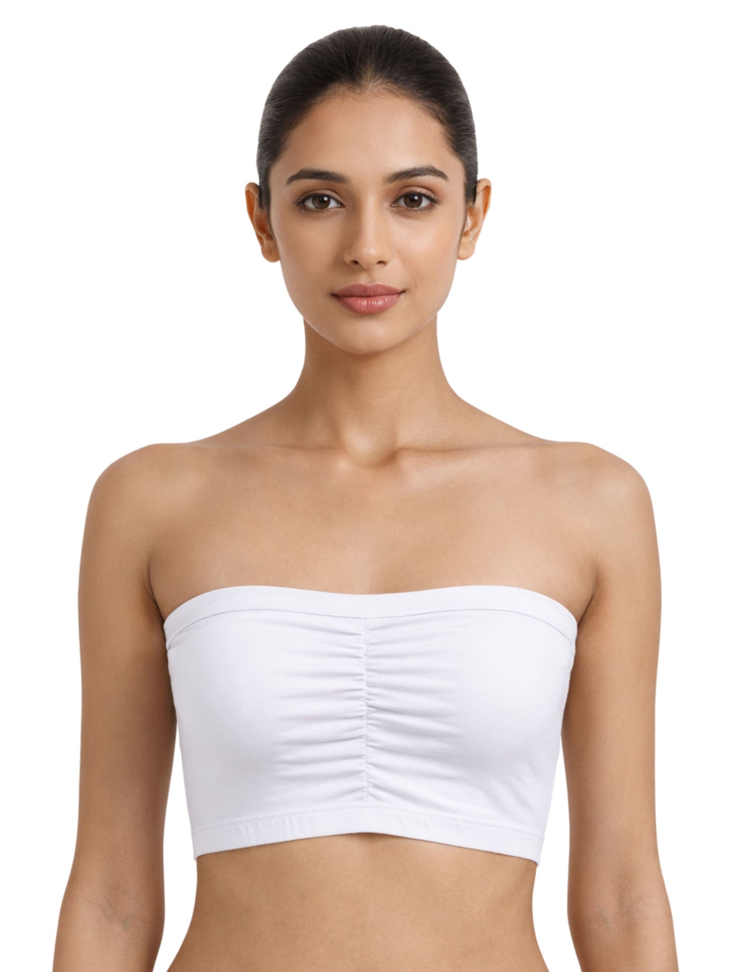 Dchica Essentials Pack of 4 Cotton Strapless Tube Bra For Womens| Bandeau Bra With Removable Pads