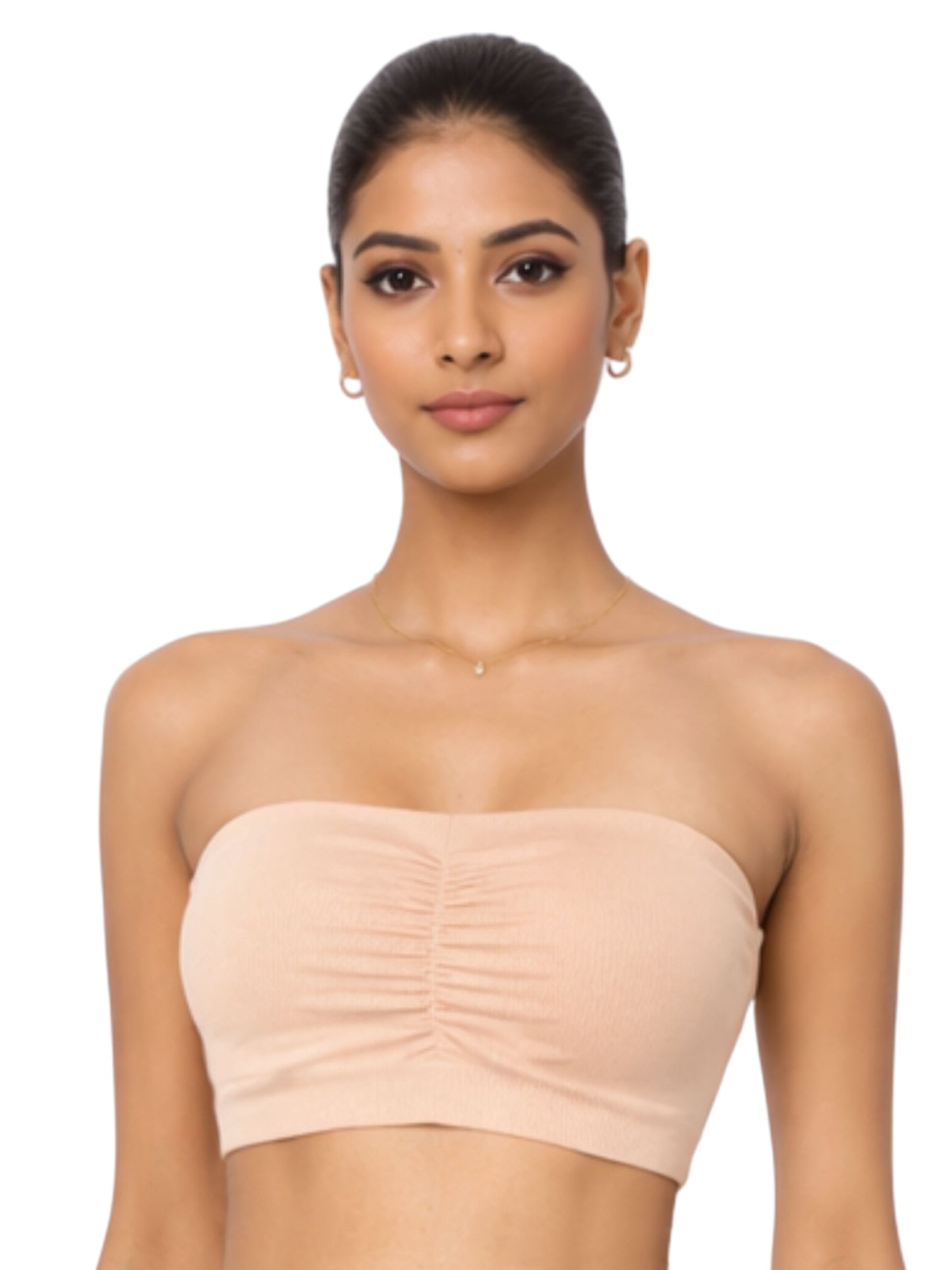 Dchica Essentials Pack of 4 Cotton Strapless Tube Bra For Womens| Bandeau Bra With Removable Pads