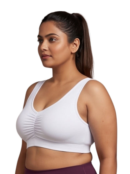 Pack of 4 Broad Strap Cotton Gym Bra for Womens  | Removable Pads | Elasticated Underbrand | Good Support | Full Coverage  | Multicolour Sports Bra Dchica Essentials