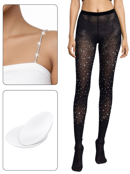 D’chica Essentials Pack Of 3 Bra Strap, Stocking & Bra Pads Combo | Everyday Comfort & Styling Innerwear Kit for Women