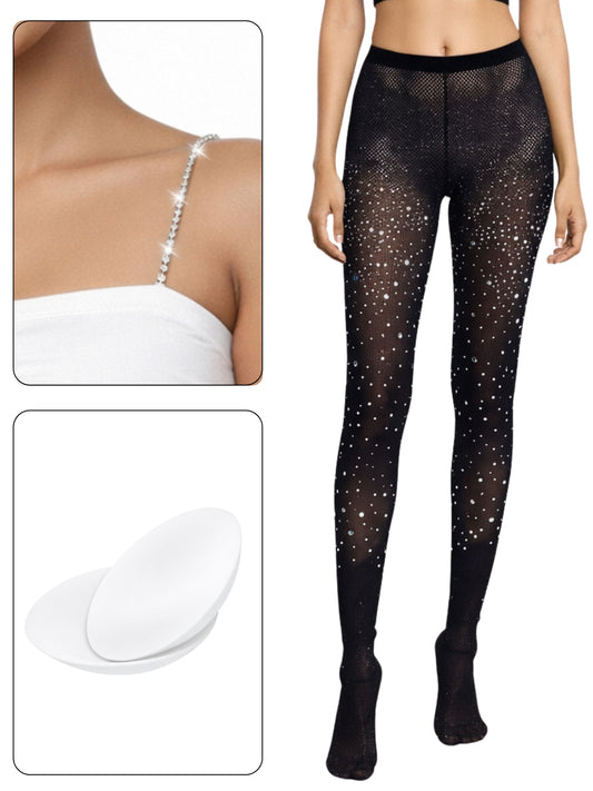 D’chica Essentials Pack Of 3 Bra Strap, Stocking & Bra Pads Combo | Everyday Comfort & Styling Innerwear Kit for Women