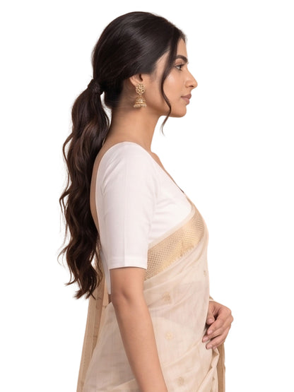 Pack of 2 Deep neck padded Blouse full sleeve Saree Blouse for Women | Wire-Free | Viscose Spandex | Full Coverage | Size S–4XL