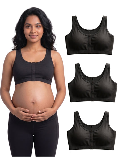 Pack of 4 Snap Front Open Feeding Bra | Wire-Free Nursing Bra with Removable Pads | Viscose Spandex | Full Coverage | Size M–3XL Dchica Essentials