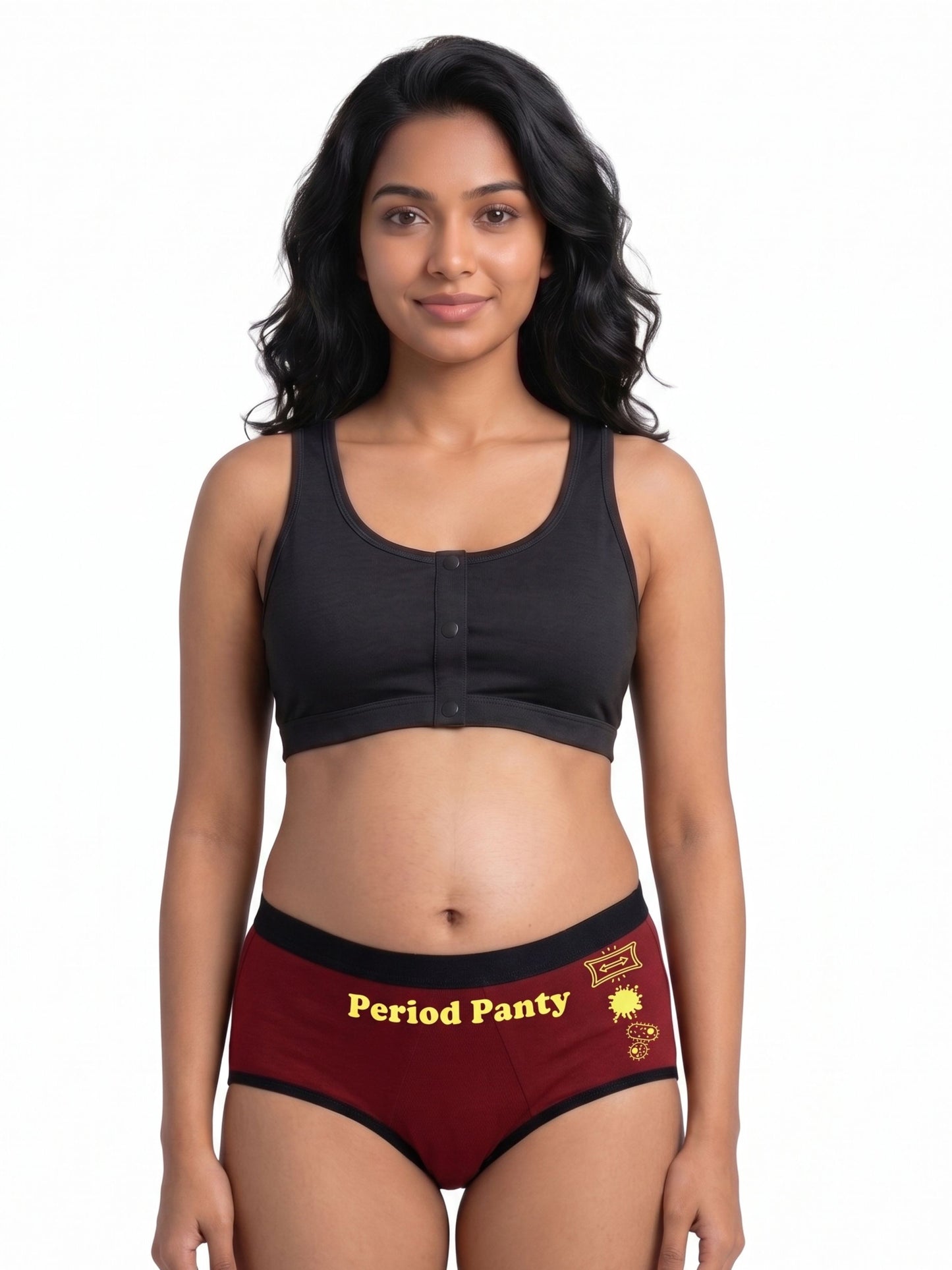 Pack of 2 Maternity & Period Care Combo | 1 Wire-Free Snap Front Open Feeding Bra with Removable Pads + 1 Leakproof Reusable Period Panty | Full Coverage | Assorted Colour. D'CHICA Essentials