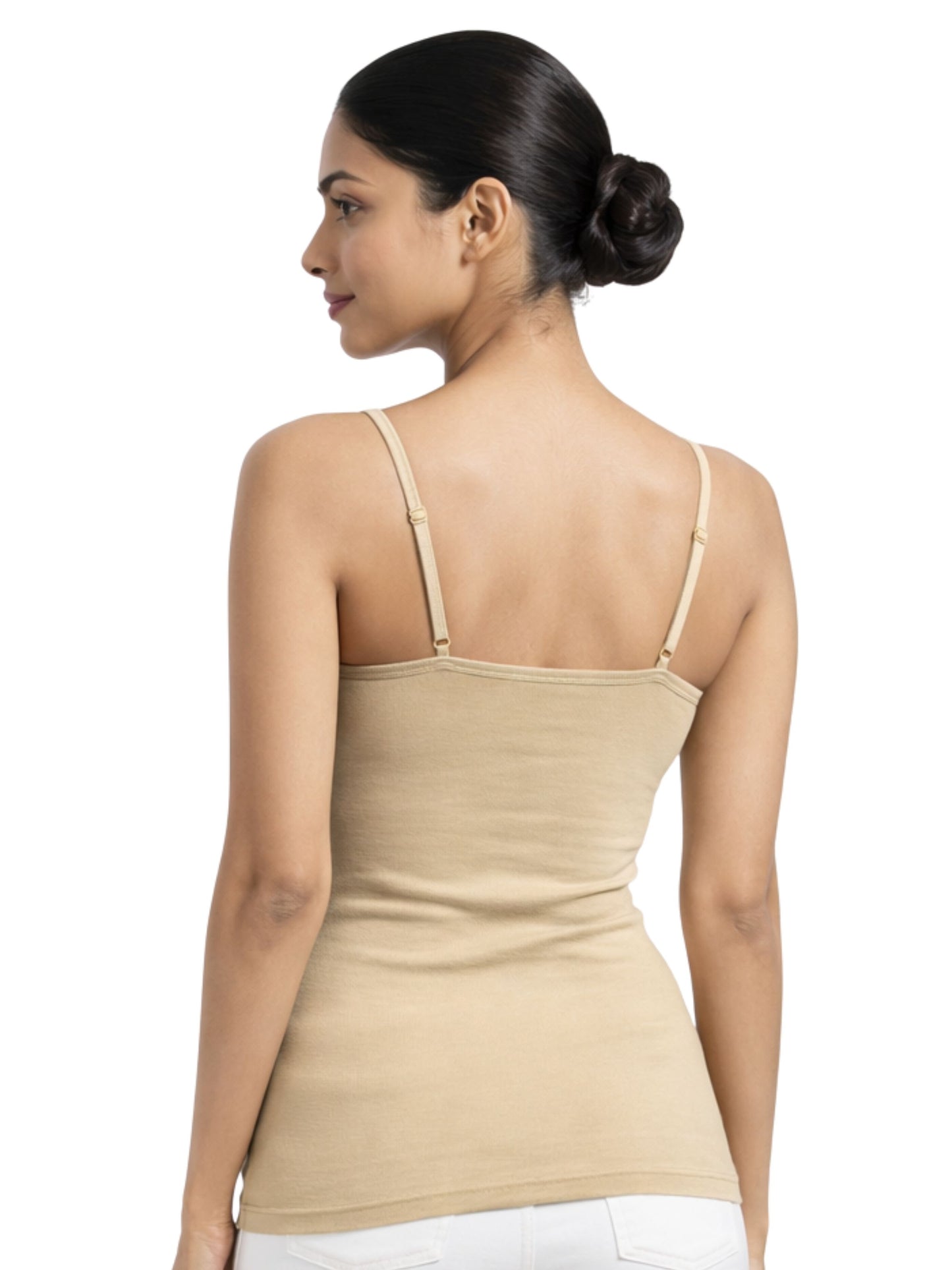 Pack of 3 | Skin Tone | White | Blue | Cup Padded Cotton High Coverage Camisole Bra with Adjustable Strap | Dchica Essentials