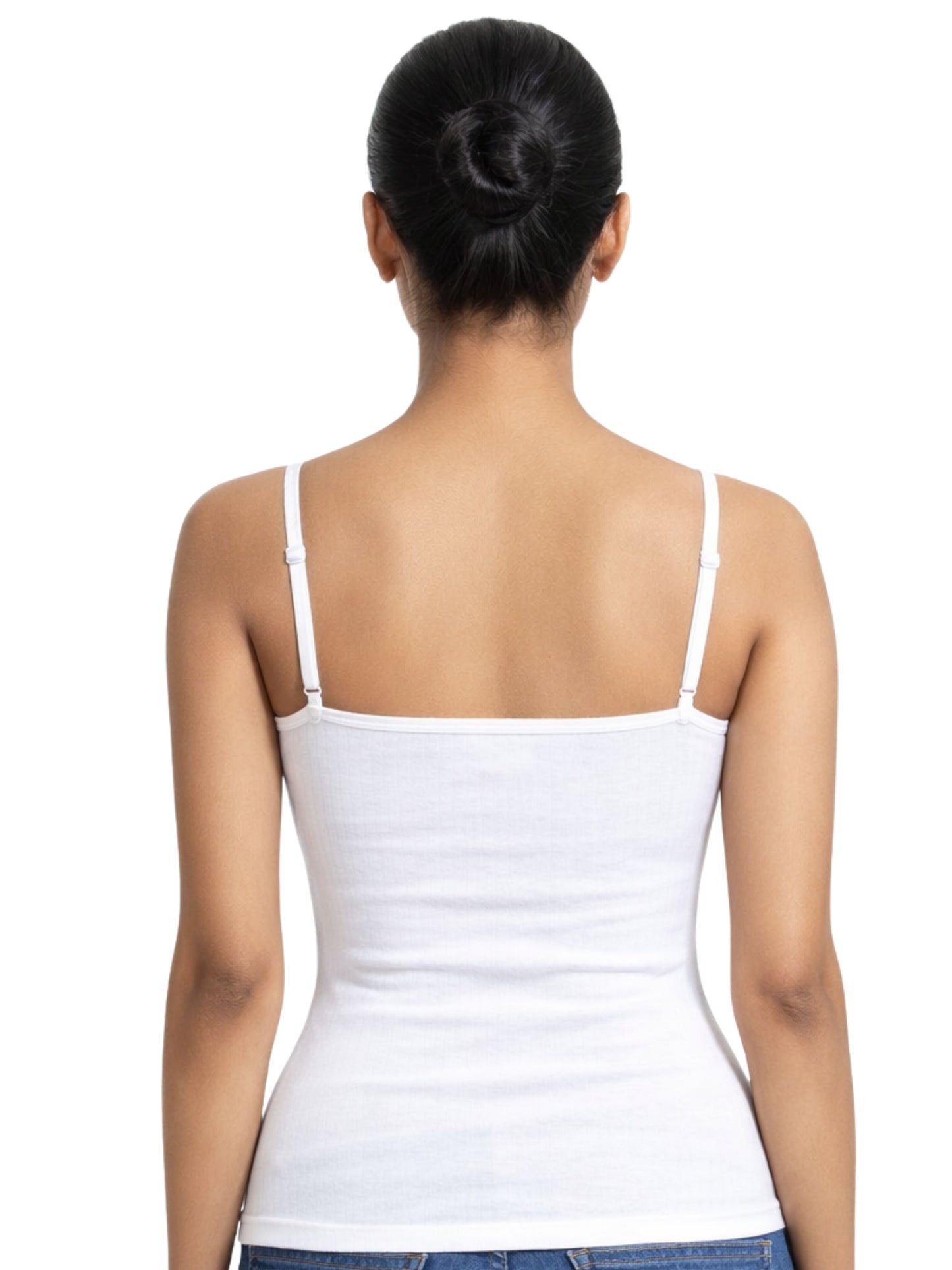 Pack of 3 | Skin Tone | White | Blue | Cup Padded Cotton High Coverage Camisole Bra with Adjustable Strap | Dchica Essentials