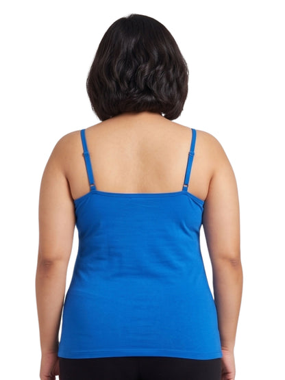 Blue High Coverage Cotton Camisole Bra With Adjustable Strap For Girls & Women  | Pack Of 1
