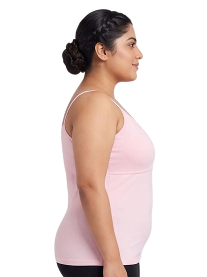 Pink High Coverage Cotton Camisole Bra With Adjustable Strap For Women  | Pack Of 1
