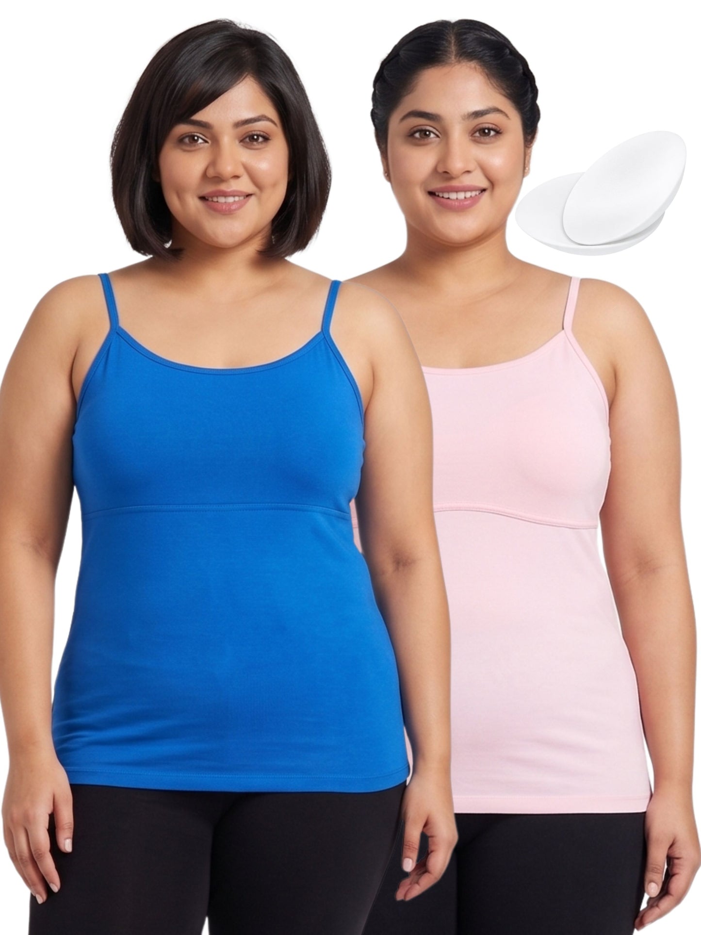 Pink & Blue High Coverage Cotton Camisole Bra With Adjustable Strap For Girls & Women | Pack Of 1