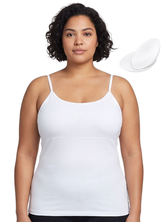White High Coverage Cotton Camisole Bra With Adjustable Strap For Women | Pack Of 1