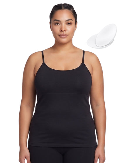 Black High Coverage Cotton Camisole Bra With Adjustable Strap For Women | Pack Of 1