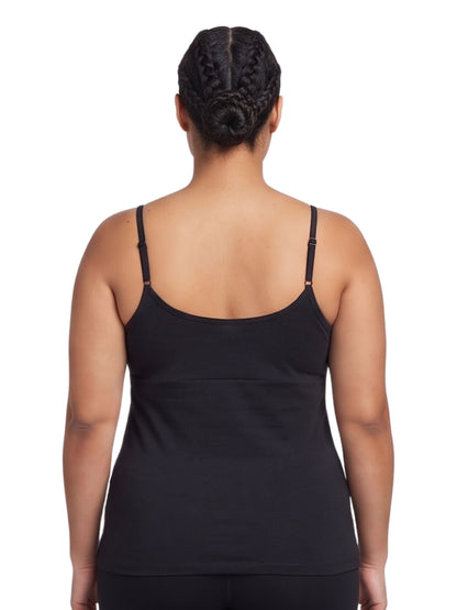 Black High Coverage Cotton Camisole Bra With Adjustable Strap For Women | Pack Of 1