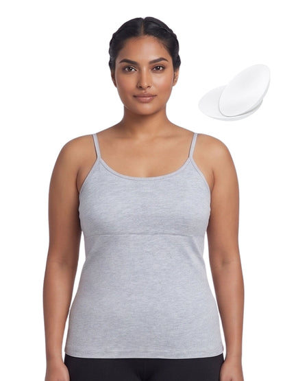 Grey High Coverage Cotton Camisole Bra With Adjustable Strap For Women | Pack Of 1