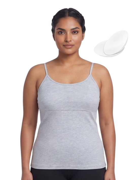 Grey High Coverage Cotton Camisole Bra With Adjustable Strap For Women | Pack Of 1