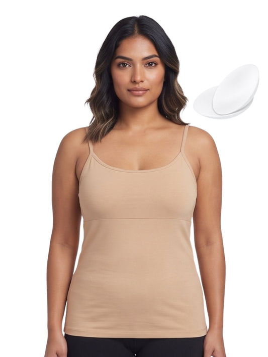 Skin Tone High Coverage Cotton Camisole Bra With Adjustable Strap For Women  | Pack Of 1