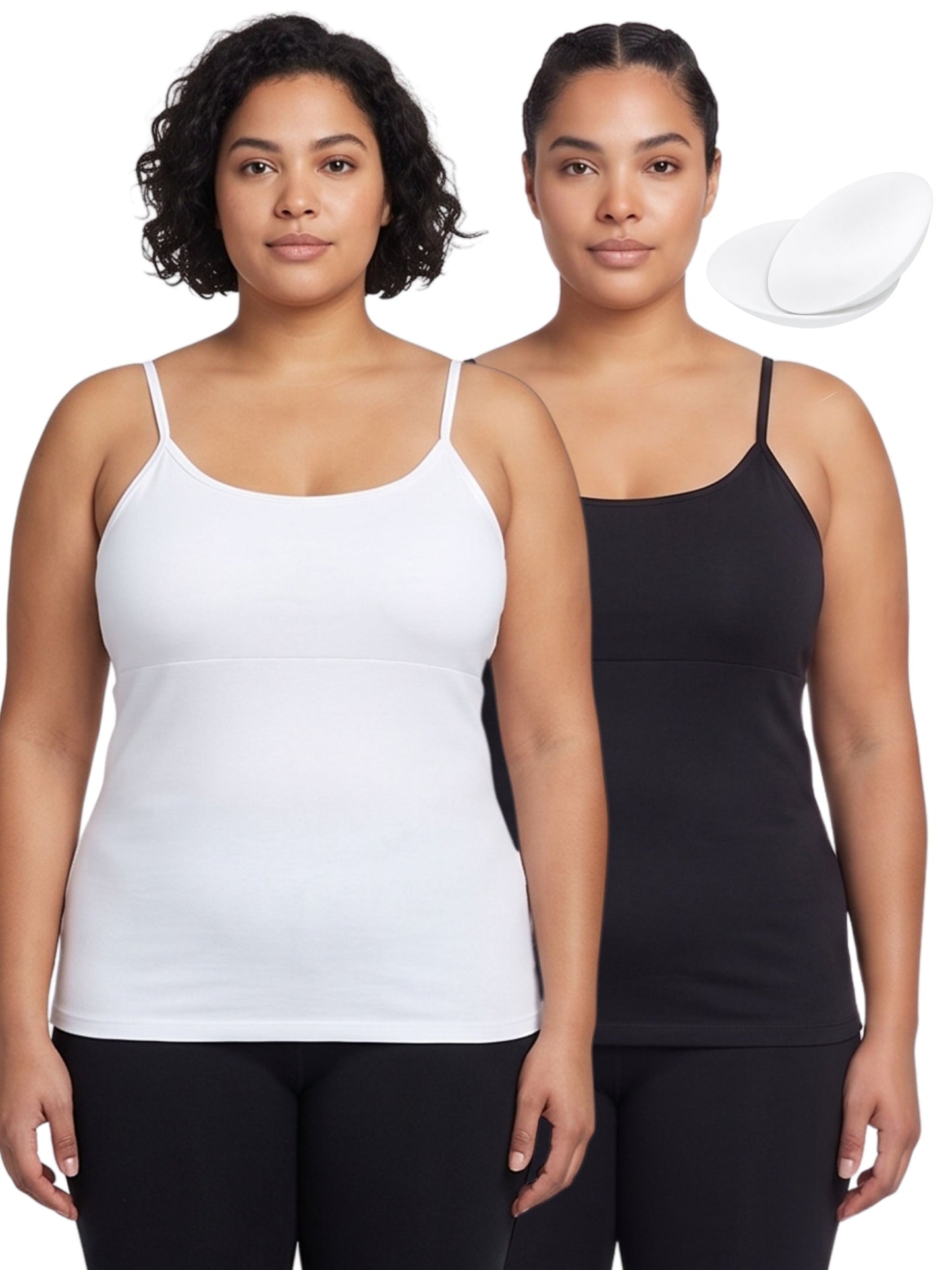 White & Black High Coverage Cotton Camisole Bra With Adjustable Strap For Women | Pack of 2
