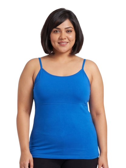 White & Blue  High Coverage Cotton Camisole Bra With Adjustable Strap For Girls & Women | Pack Of 1