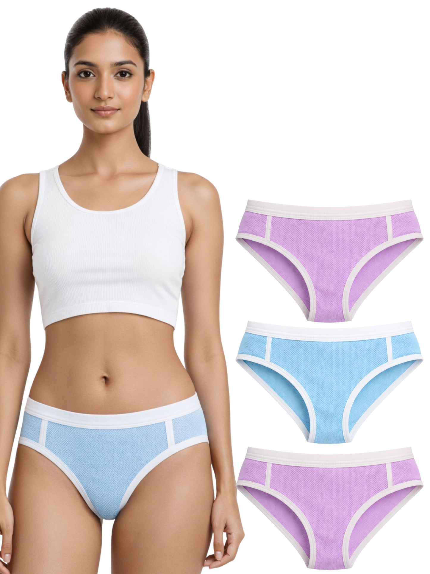 Dchica Essentials Pack of 4 Quick-Dry Mesh Dotted Panty