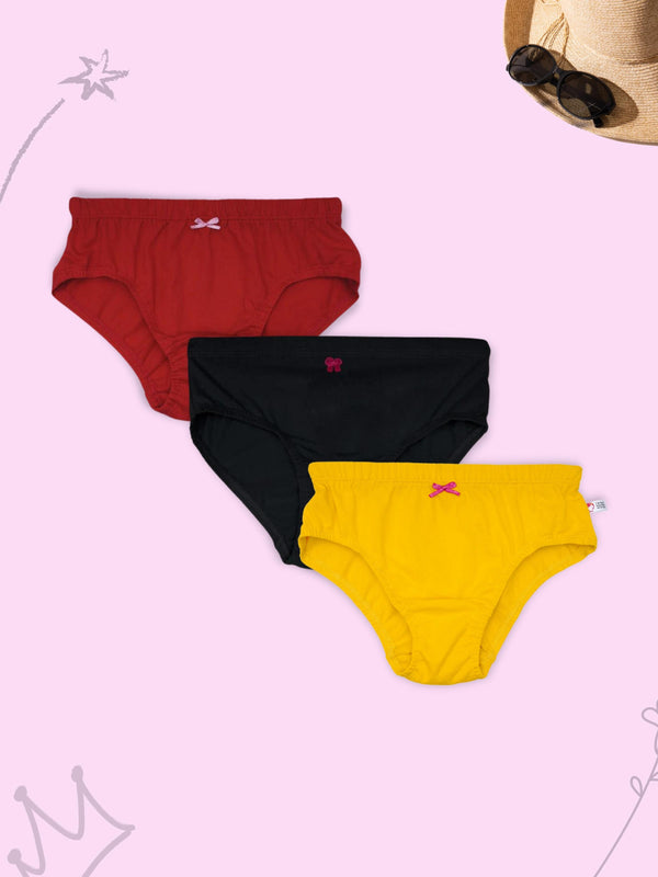 Cotton Hipster Panties | Pack of 3 Black, Red & Yellow Women's Briefs
