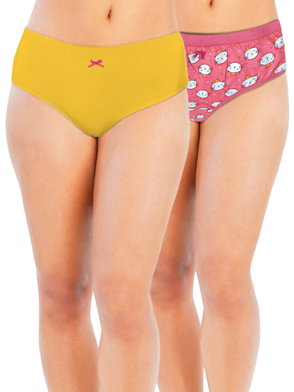 D'CHICA Essentials Mid Waist Assorted Cotton Hipster Panties | Print & Solid cotton Briefs (colour will send as per availability)