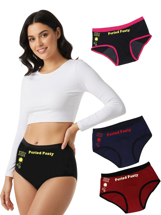 D'CHICA Essentials Assorted Colour Period Panties | No Pad Needed | Rash Free | Leakproof | Reusable | Pack of 4