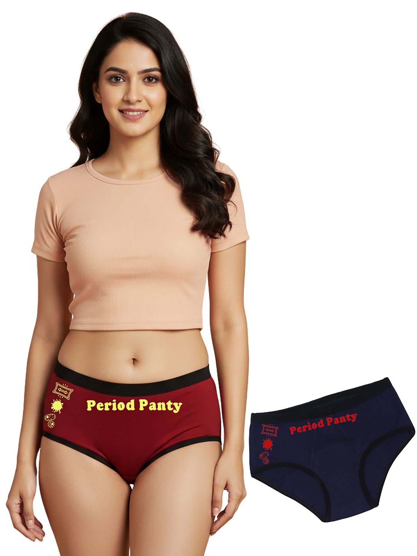 D'CHICA Essentials Assorted Colour Period Panties | No Pad Needed | Rash Free | Leakproof | Reusable | Pack Of 2