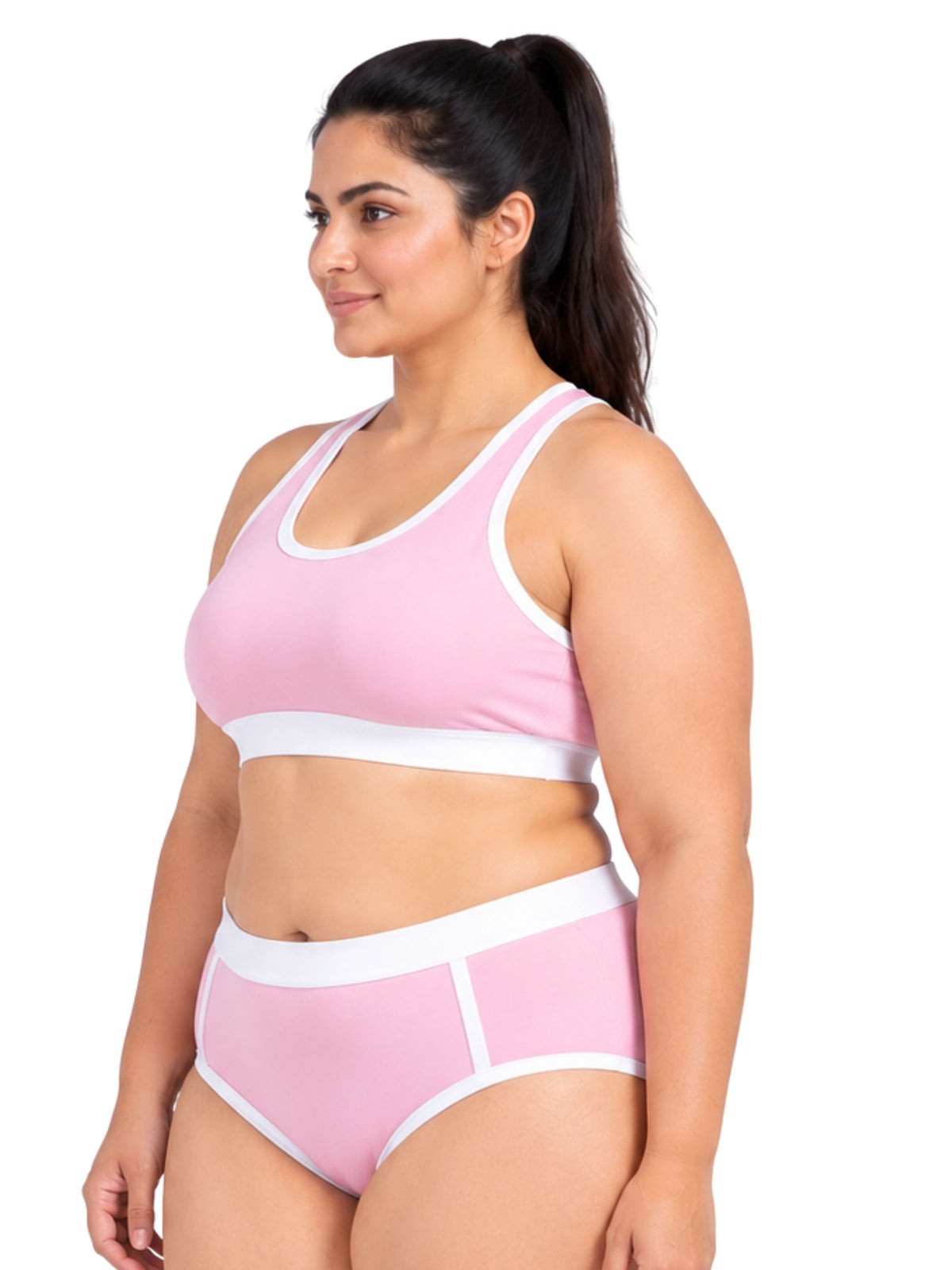 Pack-of-2-Breathable-Neon-Green-&-Pink-Colour-Quick-Dry-Mesh-Foam-Padded-Sports-Bra-&-Panty-Set-(1-Bras-+-1-Panties)