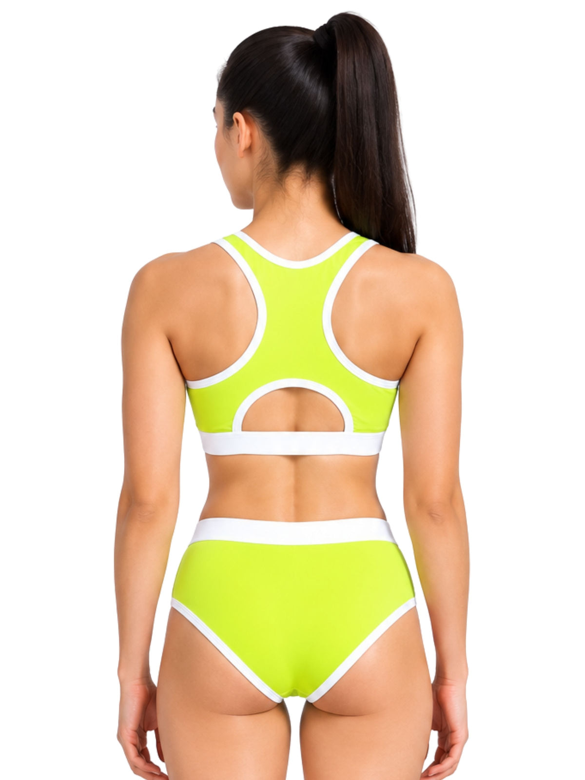 Pack-of-2-Breathable-Neon-Green-&-Pink-Colour-Quick-Dry-Mesh-Foam-Padded-Sports-Bra-&-Panty-Set-(1-Bras-+-1-Panties)