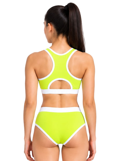 Pack-of-2-Breathable-Neon-Green-&-Pink-Colour-Quick-Dry-Mesh-Foam-Padded-Sports-Bra-&-Panty-Set-(1-Bras-+-1-Panties)