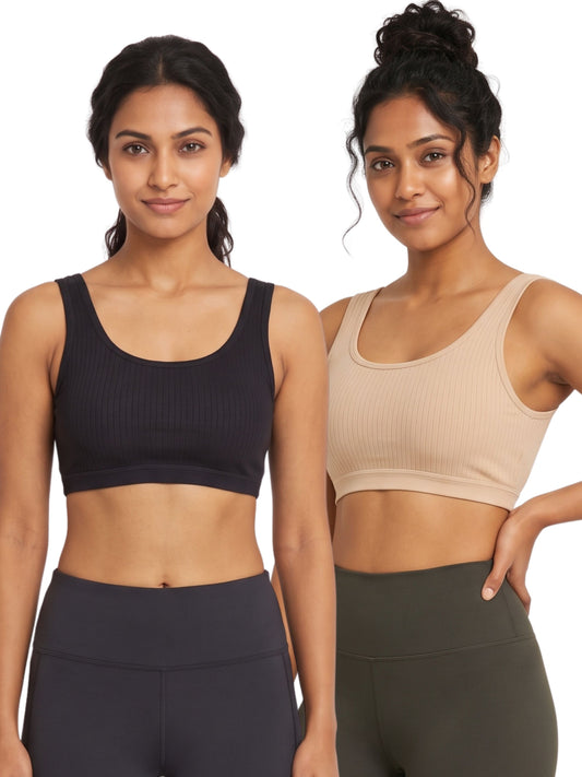 Pack of 2 | Black & Skin Comfort Meets Elegance | Thermal Padded Bra for Women
