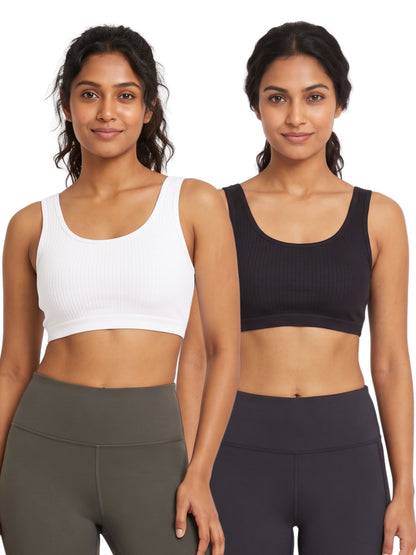 Pack of 2 | Black & White Comfort Meets Elegance | Thermal Padded Bra for Women