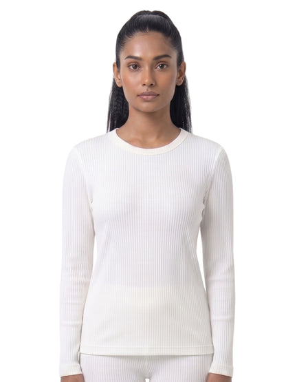 Regular Fit Warm Full Sleeve Thermal Set | White Thermal Tank Top & Leggings | Set of 2