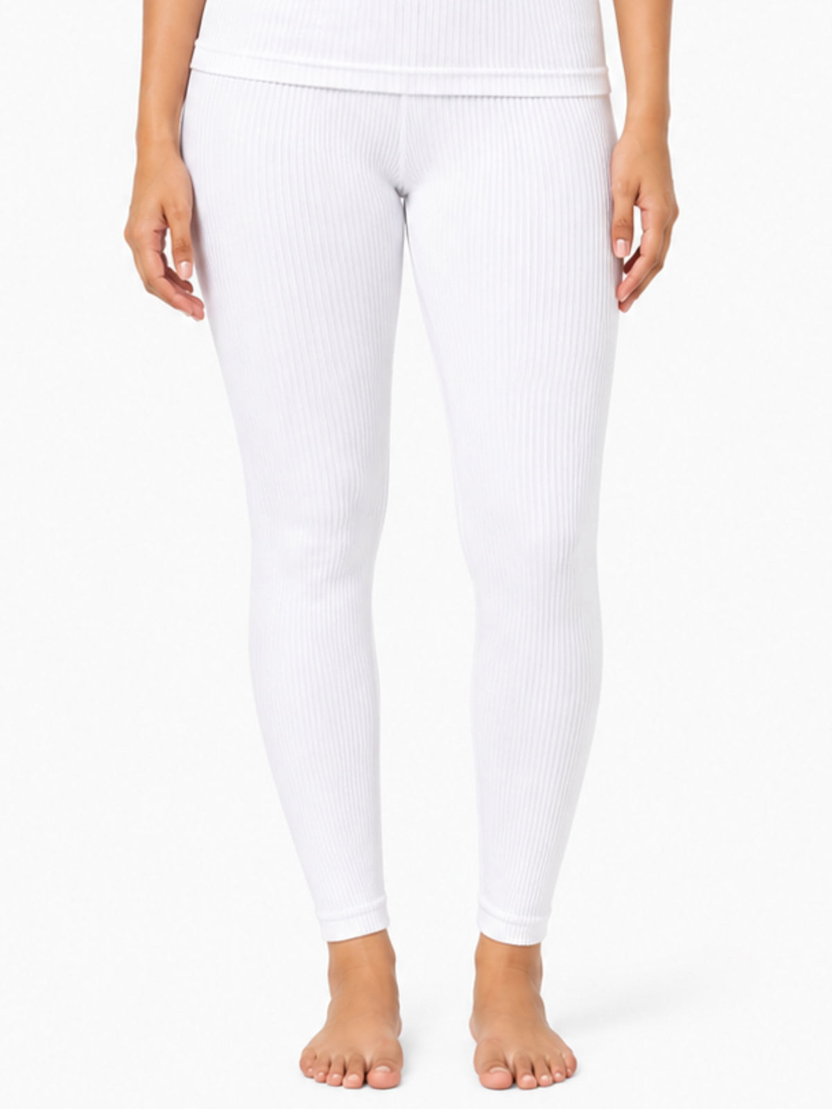 Regular Fit Warm Full Sleeve Thermal Set | White Thermal Tank Top & Leggings | Set of 2