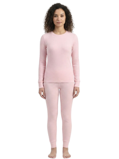 Regular Fit Warm Full Sleeve Thermal Set | Pink Thermal Tank Top & Leggings | Set of 2