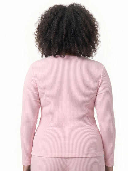 Regular Fit Warm Full Sleeve Thermal Set | Pink Thermal Tank Top & Leggings | Set of 2