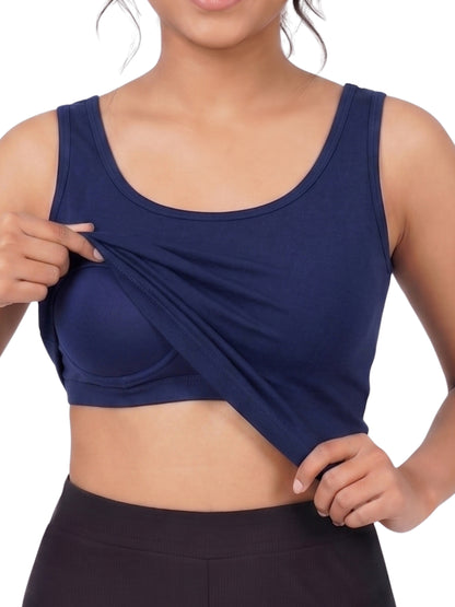 Pack of 2 | Soft & Supportive Fit for Daily Wear | Padded Tank Top For Women's Pink & Royal Blue | Dchica Essentials
