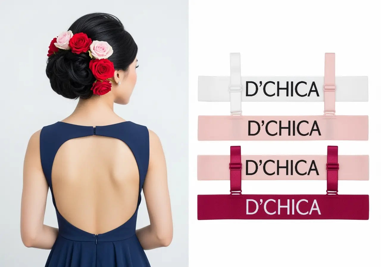 D'CHICA Essentials Adjustable Low Back Bra Converter: 2-Hook Extender Strap for Backless and Low-Back Outfits Pack of 2 D'chica