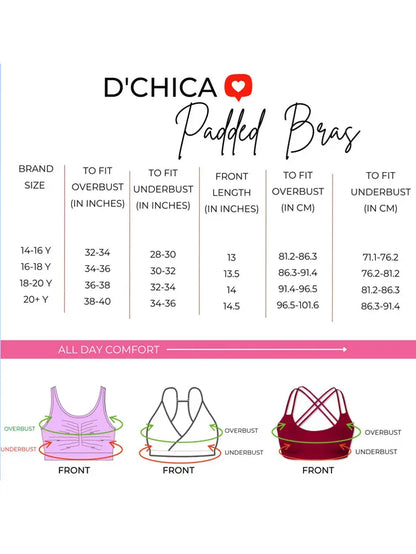 D'CHICA Essentials Broad Strap Cotton Gym Bra for Girls | Removable Pads | Elasticated Underbrand | Good Support | Full Coverage Pack of 2 | Grey & Black Sports Bra D'chica