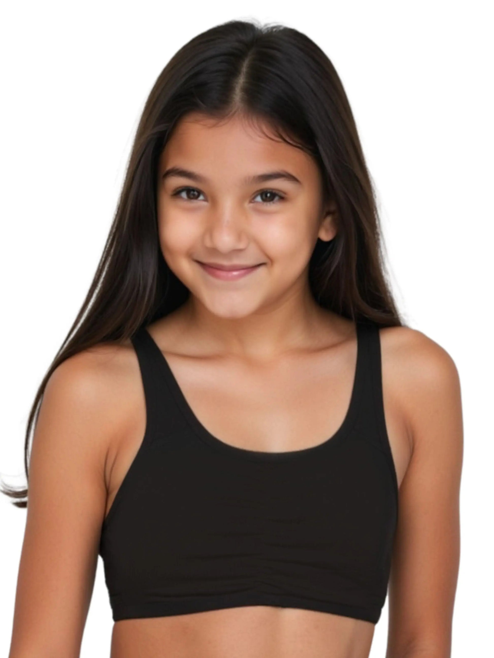 D'CHICA Essentials Broad Strap Cotton Gym Bra for Girls | Removable Pads | Elasticated Underbrand | Good Support | Full Coverage Pack of 2 | Grey & Black Sports Bra D'chica