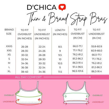 D'CHICA Essentials Cotton Double-layer Thin Strap Sports Bra | Non Padded Printed & Solid Bra D'chica