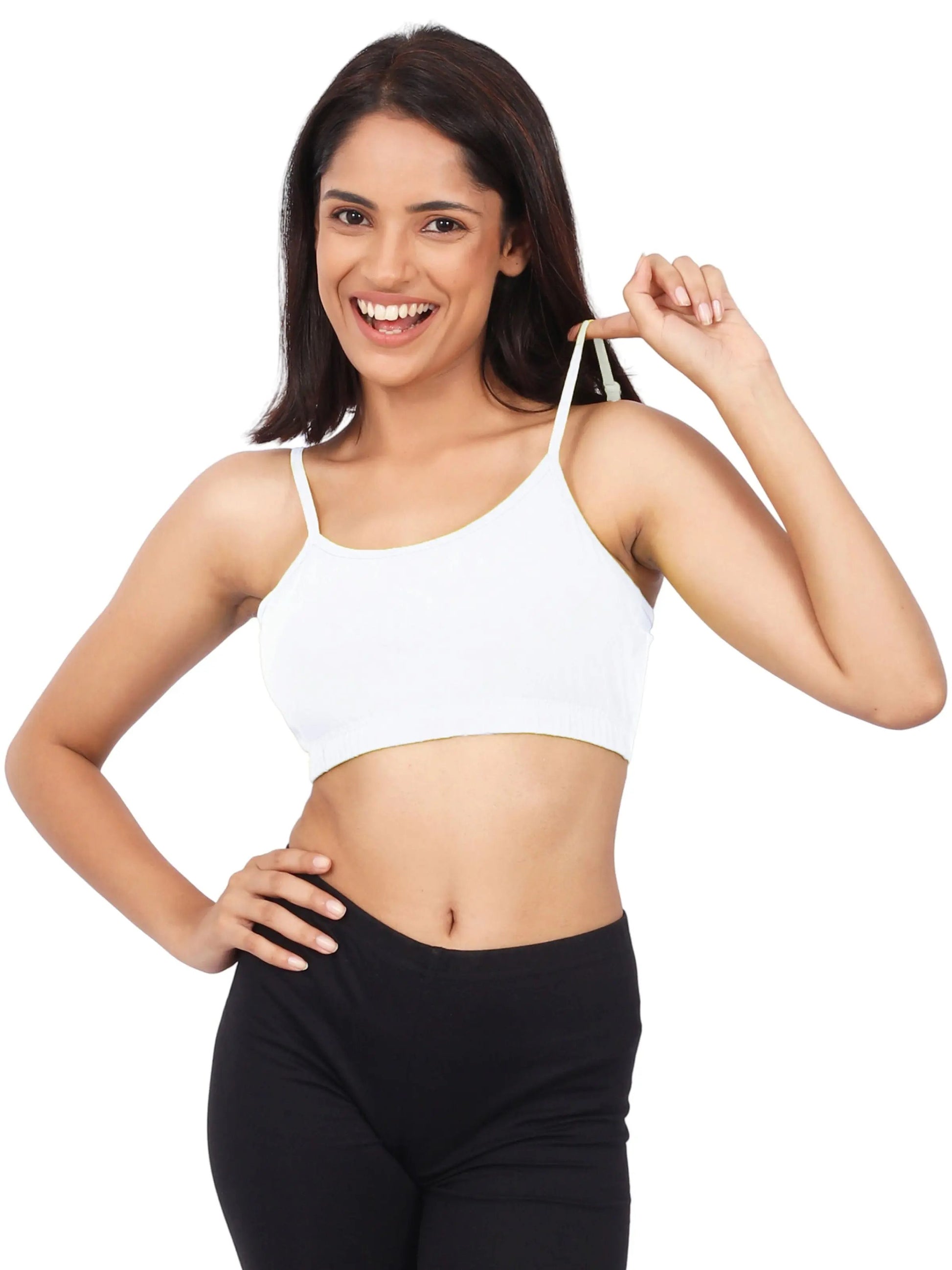 D'CHICA Essentials Cotton Double-layer Thin Strap Sports Bra | Non Padded Printed & Solid Bra D'chica